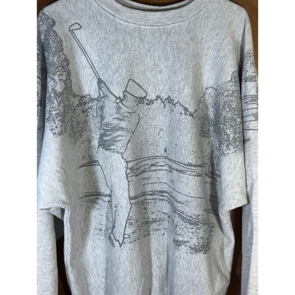 Vintage Benchmark Franklin Mills Golf Golfing Crewneck Sweater AOP Large L USA - Picture 4 of 10